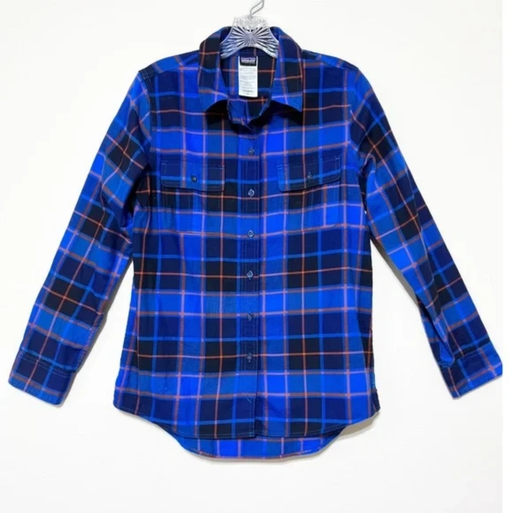 Patagonia - Long-Sleeved Featherstone Flannel Shirt - Size 0 (Andes Blue Plaid)